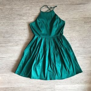 Charlotte Russe green cross back skater dress